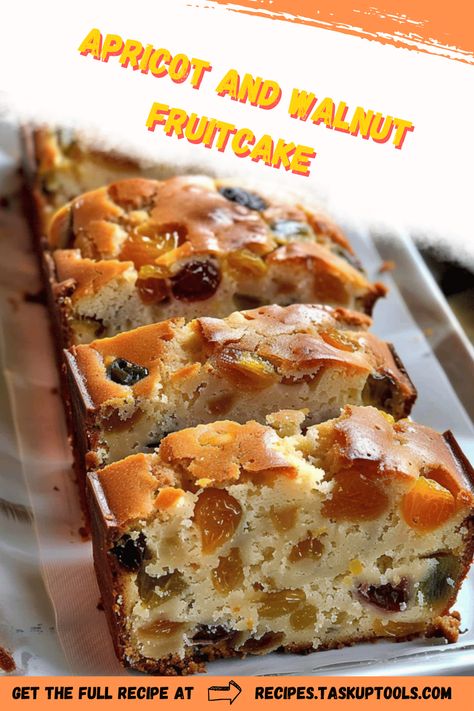 Indulge in a delightful blend of flavors with this Apricot and Walnut Fruitcake recipe. Perfect for holiday gatherings or a cozy afternoon treat, this fruitcake combines juicy apricots, crunchy walnuts, and a hint of spice to create a moist and flavorful dessert. Easy to make and wonderfully festive, it's sure to become a family favorite. Discover the step-by-step guide and tips for baking the perfect fruitcake every time. Save it now for your next baking adventure! Christmas Apricot And Walnut Fruitcake, Dried Apricot Recipes, Walnut Fruit, Apricot Recipes, Cozy Afternoon, Glace Cherries, Fruitcake Recipes, Dessert Easy, Walnut Cake