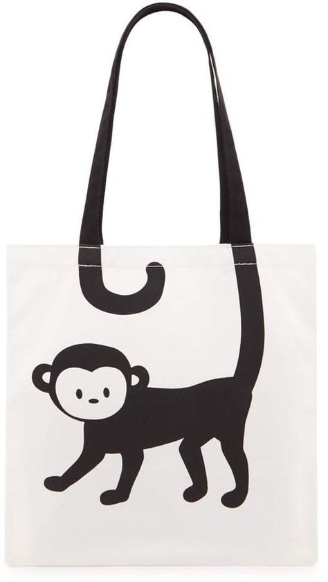 Super Cute! Forever 21 Monkey Graphic Tote Bag  #monkey #bag #ad Monkey Bag, Monkey Graphic, Desain Merek, Handpainted Tote Bags, Canvas Bag Diy, Graphic Tote Bag, Canvas Bag Design, Creative Bag, Funny Tote Bags