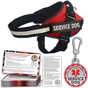 Service Dog Vest + ID Tag + 50 ADA Information Cards - Service Dog Harness w Patch in Sizes X Small to XX Large, Metal Dog Tag has Durable Clip, Service Animal Information Cards. ESA Accessory Set Animal Information, Service Dog Harness, Service Dog Patches, Reflective Dog Harness, Animals Information, All Breeds Of Dogs, Service Dog Vests, Emotional Support Dog, Dog Patch