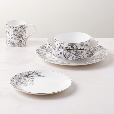 Le Paradis White and Silver Dinneware | CB2 Silver Dinnerware Set, Cb2 Plate, Cozy Minimalist Kitchen, Rental Kitchen Decor, White Pasta Bowls, Flowering Gum, Luxe Kitchen, Unique Dinner, Green Coffee Mugs