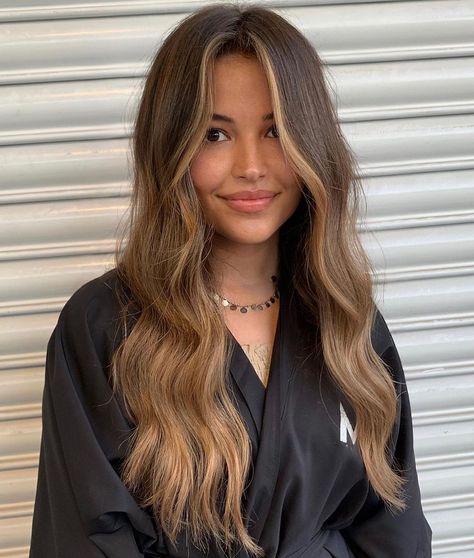 Light Brown Highlighted Hair, Brown Highlighted Hair, 10 Major Winter Hair Colors, Long Hair Balayage, Haircolor Ideas, Light Brunette Hair, Winter Hair Colors, Highlighted Hair, Brown Hair Inspo