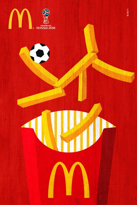 Advertisement by DPZ&T, Brazil Fifa Poster, Cup Wallpaper, Wm Logo, Football Ads, Mcdonalds Fries, Free Mcdonalds, Mcdonalds Gift Card, World Cup Russia 2018, Ad Of The World