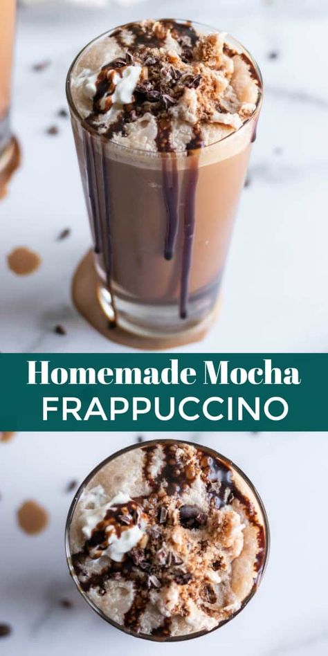 A simple blended coffee drink with all the chocolate and budget friendly--this Homemade Mocha Frappuccino with Sea Salt is the perfect pick me up for any day! #coffee #blendedcoffee #frappuccino #mochafrappuccino Mocha Frappe Recipe, Homemade Mocha, Sea Salt Recipes, Salt Recipes, Homemade Frappuccino, Frappe Recipe, Mocha Frappuccino, Mocha Recipe, Mocha Frappe