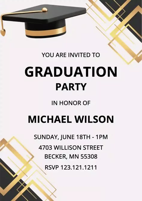 Graduation Invitation Ideas, Creative Invitation Design, Graduation Invitation Design, Graduation Party Invitations Templates, Design Motivation, Dinner Invitation Template, Vintage Template, Designs Printable, Graduation Invitations Template