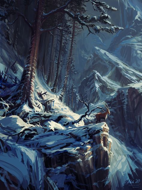 Snowy Forest, Fantasy Forest, Forest Art, Fantasy Art Landscapes, Fantasy Aesthetic, Winter Forest, High Fantasy, Environment Concept Art, Fantasy Inspiration