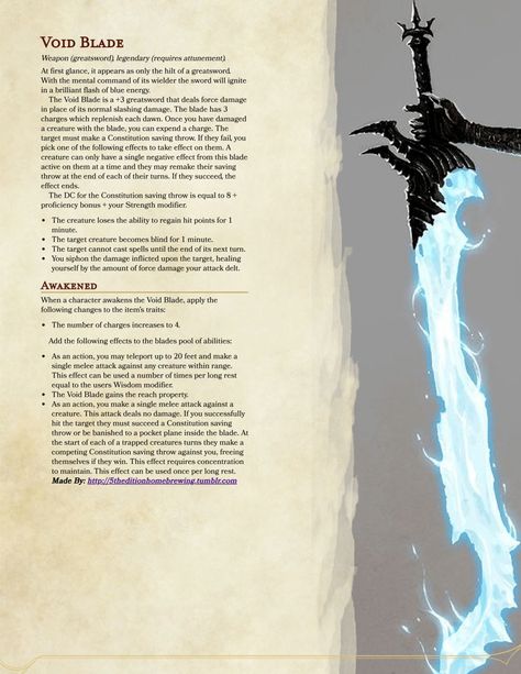 Void Blade Wizard Armor Dnd, Dungeons And Dragons Homebrew Items, Dnd Homebrew Items, Dnd Magic Items, Dnd Artifacts, Homebrew Items, Dnd Magic, Dnd Homebrew, Dnd Items