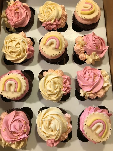 Boho Rainbow Cupcakes Ideas, Rainbow Theme Baby Shower, Zoe Cake, Baby Shower Cakes Girl, Cupcake Cake Designs, Rainbow Cupcakes, Grand Kids, Shower Inspiration, Baby Shower Inspiration