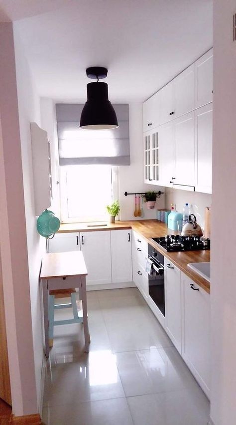 Tiny Kitchen Design, Small Modern Kitchens, Desain Pantry, Narrow Kitchen, Small Kitchen Decor, Small Space Kitchen, Kitchen Design Decor, Kitchen Room Design, Kitchen Inspiration Design