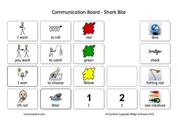 Communication Issues, Core Board, Communication Board, Games Board, Shark Bites, Speech Language Pathology, Simple Game, Activity Games, Learning Resources