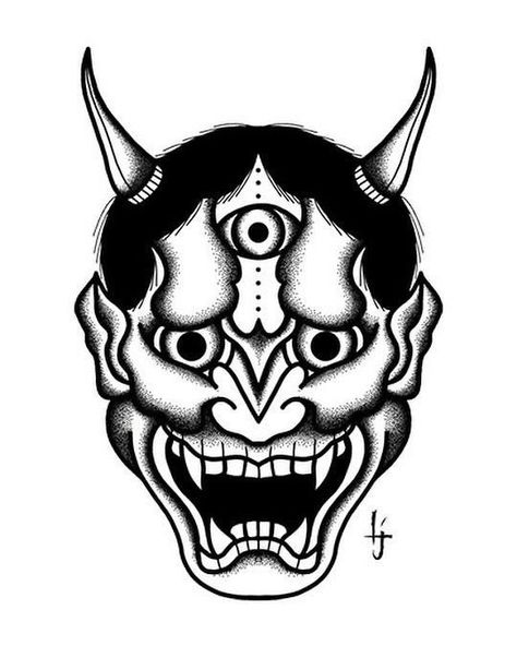 Hannya Maske Tattoo, Hanya Mask Tattoo, Hannya Maske, Small Dope Tattoos, Japanese Demon Tattoo, Hannya Mask Tattoo, American Traditional Tattoo Ideas, Traditional Tattoo Ideas, Traditional Tattoo Designs