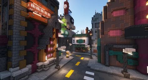 Cyberpunk town Minecraft Map Cyberpunk Castle, Dystopian Minecraft Builds, Minecraft Cyberpunk House, Minecraft Cyberpunk Base, Minecraft Dystopian Builds, Minecraft Cinema, Cyberpunk Minecraft Builds, Minecraft Dystopia, Minecraft Cyberpunk City