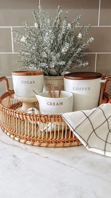 ♡ 𝗔𝘀𝗵𝗹𝗲𝘆 ♡ on Instagram: "Coffee is always a good idea! ☺️ . . Here’s a simple coffee setup✨ 👉🏻 Tray is from: @hometaffy 👉🏻Cloth Napkin: @worldmarket . . . #coffeeisalwaysagoodidea #coffeetray #coffeetime #butfirstcoffee #coffeecorner #kitchendecor #hometakestime #homesteadhaven #kitchenidea #kitchentrends #kitchenlighting #kitchentools #kitchenlove #kitchentips" Coffee Pot Tray Ideas, Coffee Setup On Counter, Coffee Spot In Kitchen, Coffee Pot On Counter Ideas, Simple Coffee Corner, Tea Bar Ideas, Tea Corner Ideas, Coffee Tray Ideas, Coffee Bar Tray