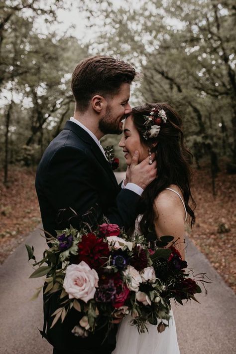 Moody Burgundy Bouquet, Moody Fall Wedding Dress, Moody Romantic Bridal Bouquet, Dark And Moody Spring Wedding, Dark Forest Wedding Flowers, Dark Academia Wedding Bouquet, Dark Moody Winter Wedding, Moody Romantic Wedding Flowers, Moody Wildflower Wedding