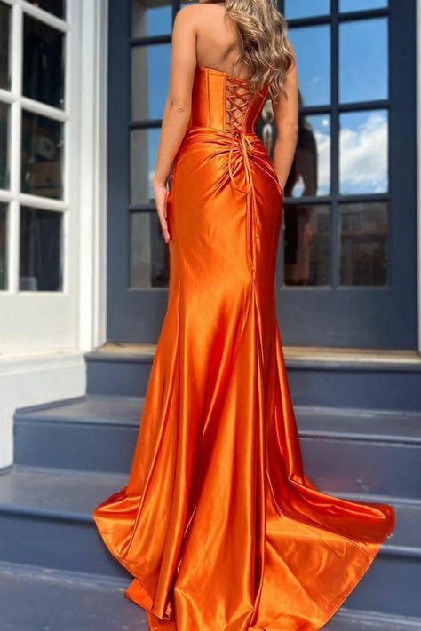 Orange mermaid prom dress