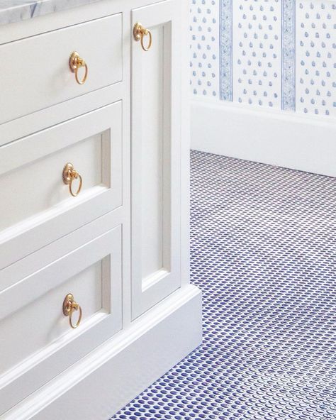 C a r a + T o m F o x (@the_fox_group_) • Instagram photos and videos Blue Penny Tile, The Fox Group, Fox Group, Schumacher Wallpaper, Inset Cabinets, Penny Tile, Large Closet, Better Days, Brass Accents