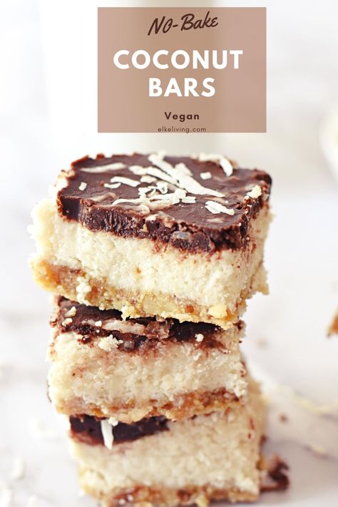 No Bake Coconut Bars, Vegan Coconut Bars, Vegan Coconut Dessert Recipes, Vegan Coconut Dessert, Coconut Bars Recipe, Coconut Recipe, No Bake Oatmeal Bars, Coconut Bars, Raw Desserts