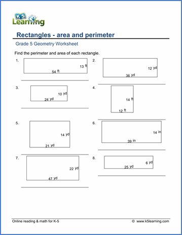 Grade 5 Geometry Worksheet area/perimeter problems for rectangles Perimeter Of Rectangle, Grade 5 Math Worksheets, Area And Perimeter Worksheets, Area Worksheets, Area Perimeter, Perimeter Worksheets, Cursive Writing Worksheets, Geometry Worksheets, Area And Perimeter