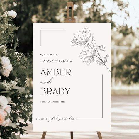 Wedding Welcome Sign | Amber & Brady - A1 (594 x 841mm) Wedding Entrance Sign Elegant, Welcome Sign Aesthetic, Elegant Wedding Welcome Sign, Engagement Cake Toppers, Wedding Glassware, Acrylic Wedding Sign, Personalized Glassware, Signing Table Wedding, Event Signage