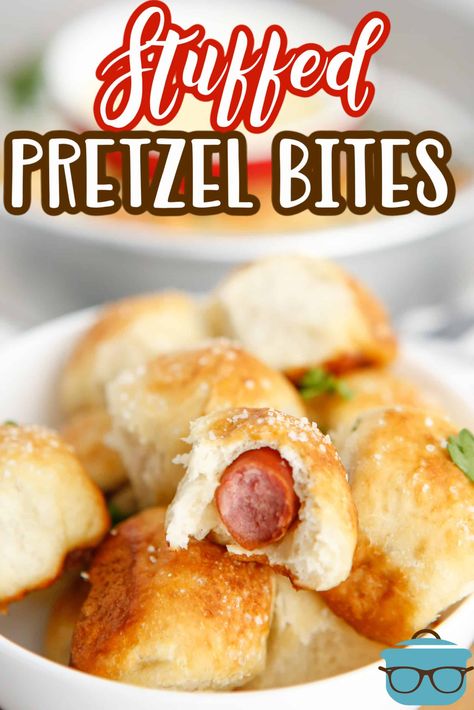 Stuffed Pretzel Bites, Honey Mustard Dip, Little Smokies, Pretzel Bites Recipes, Homemade Appetizer, Football Snacks, Country Cook, The Country Cook, Pizza Bites