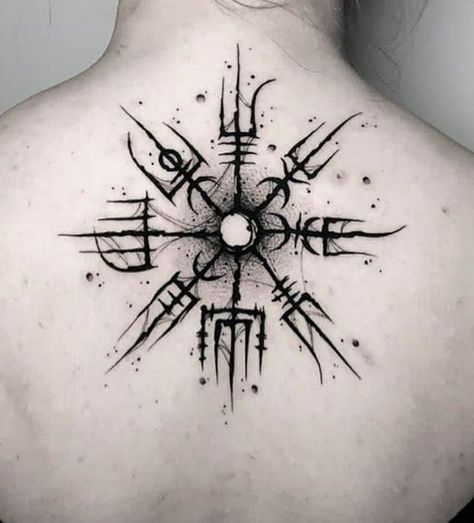 Easy Viking Tattoos, Vallhala Tattoos, Viking Compass Tattoo Design, Nordic Compass Tattoo, Small Nordic Tattoo, Vegvisir Tattoo Design, Nordic Tattoos, Runes Tattoo, Vegvisir Tattoo