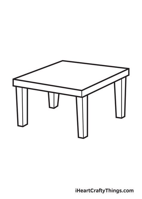 How To Draw A Table Step By Step, 3d Table Drawing, How To Draw Table, Table Drawing Easy, Table Drawing Sketch, Table Doodle, Table Clipart, Table Sketch, Table Illustration