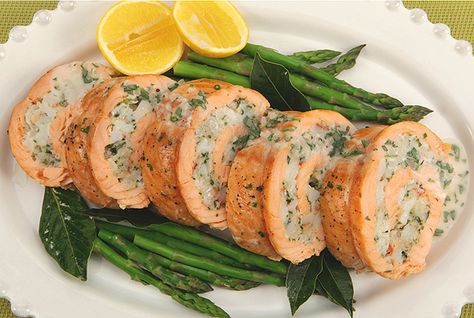 Seafood Salmon Roulade recipe - Canadian Living Seafood Extravaganza, Posh Picnic, Salmon Roulade, Seafood Appetizers Easy, Tarragon Sauce, Crab Stuffed Salmon, Best Recipes Ever, Roulade Recipe, Stuffed Salmon