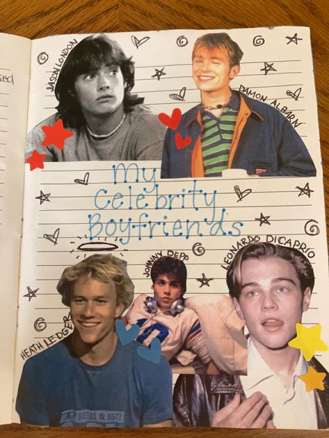 Celebrity Crush Scrapbook, Scrapbook Journal Prompts, Crush Page Journal, Journal Favorites List, Celebrity Crush Journal Page, Smash Book Ideas, Smash Book Inspiration, Idea Journal, Journal Inspiration Writing