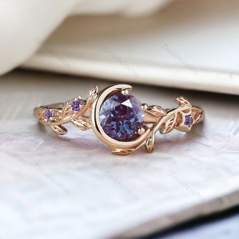 Alexandrite Engagement Ring, Nature Inspired Moon Star Color-change Alexandrite Ring, Vintage Rose Gold Amethyst Ring, Celestial Ring Gift - Etsy Bismuth Engagement Ring, Amethyst Diamond Engagement Ring, Moon Themed Engagement Ring, Star Trek Engagement Ring, Magic Engagement Ring, Darry Ring Engagement Ring, Crystal Rings Engagement & Wedding Rings, Purple Gemstone Engagement Rings, Wedding Rings Stones Gems