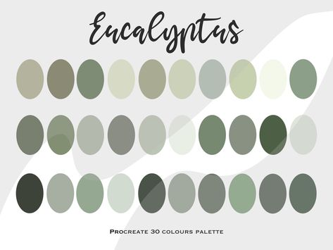 Cottagecore Color Palette, Sage Green Nail, Green Nail Design, Sage Green Nursery, Procreate Etsy, Color Palette For Procreate, Earth Colour Palette, Palette Green, Procreate Palette