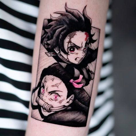 Tanjiro And Nezuko Tattoo, Nezuko Tattoo Ideas, Nezuko Tattoo Design, Demonslayer Tattoo, Demon Slayer Tattoos, Demon Slayer Tattoo, Tat Inspiration, Slayer Tattoo, Tattoo Anime