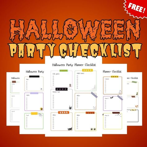 Free Halloween party checklist. Plan your Halloween party printable free planner. Free printable planner. Make your party the spookiest one yet. Halloween Party Planner Printable Free, Halloween Party Checklist, Halloween Checklist, Party Planner Checklist, Preschool Halloween Party, Planner Free Printable, Halloween Party Planning, Party Planning Guide, Party Planning Checklist