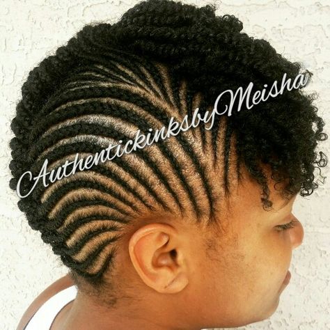 Cornrow crazed updo w/ twisted a eruption! May be worn on Natural hair or w/ extensions. www.Facebook.com/authentickinksbymeisha #authentickinksbymeisha Conrows Lines Natural Hair, Conrows Lines, Cornrow Updo On Natural Hair, Medium Natural Hair Styles, Hairstyle Videos, African Hair Braiding Styles, Braided Cornrow Hairstyles, Natural Hair Twists, Hair Techniques