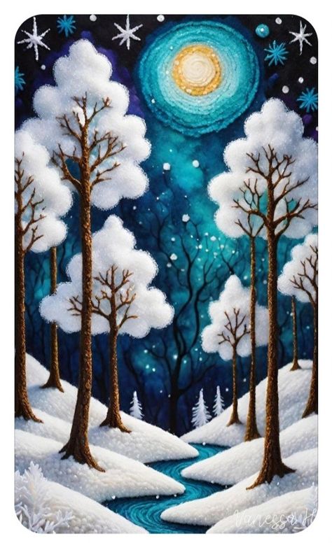 Winter Art Ideas, Tree Painting Canvas, Naive Painting, Winter Watercolor, Holiday Painting, Winter Painting, France Art, Winter Wallpaper, Window Painting