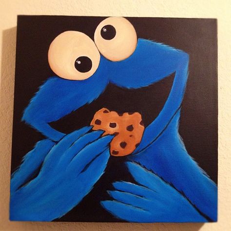 Cookie Monster Painting, Monster Painting, Christmas Painted Rocks, Art Business Ideas, Wildlife Paintings, Canvas Painting Designs, Cookie Art, Art Painting Acrylic, Painting Designs