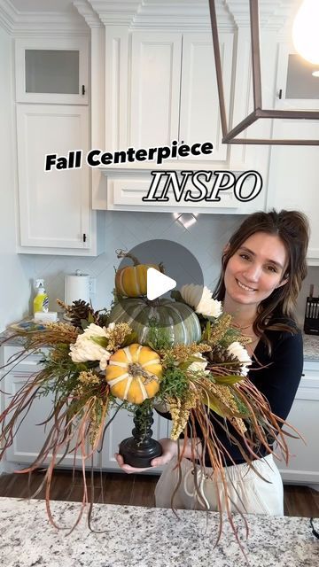 Emily McInnis (Waldo) on Instagram: "🤍 SAVE this #fallcenterpiece inspo for next month, since we are starting to see some major fall/halloween decor hit the shelves! 🤪  This design features some green 🍃 and neutral elements 🤍 (you’ll see my front porch feature these hues in a couple months!)  Let me know your thoughts on this tutorial below ⬇️   #holidaydecorating #holidayinspo #falldecorinspo #falldecorideas" Thanksgiving 2024, Fall Table Centerpieces, Fall Designs, Thanksgiving Decorations Diy, Fall Arrangements, Fall Deco, Fall Halloween Decor, Fall Centerpiece, Fall Table