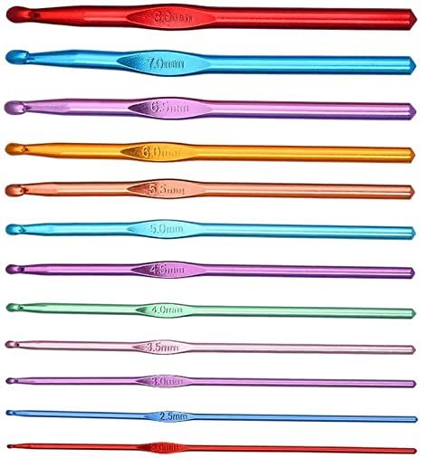 Amazon.com: CHuangQi 12 Sizes Multicolor Aluminum Crochet Hooks, Knitting Needles Kit, Weave Yarn Craft Set, Random Color, 2 - 8 mm Needle Kit, Yarn Craft, Craft Set, Amazon Art, Random Color, Yarn Crafts, Sewing Stores, Color 2, Knitting Needles