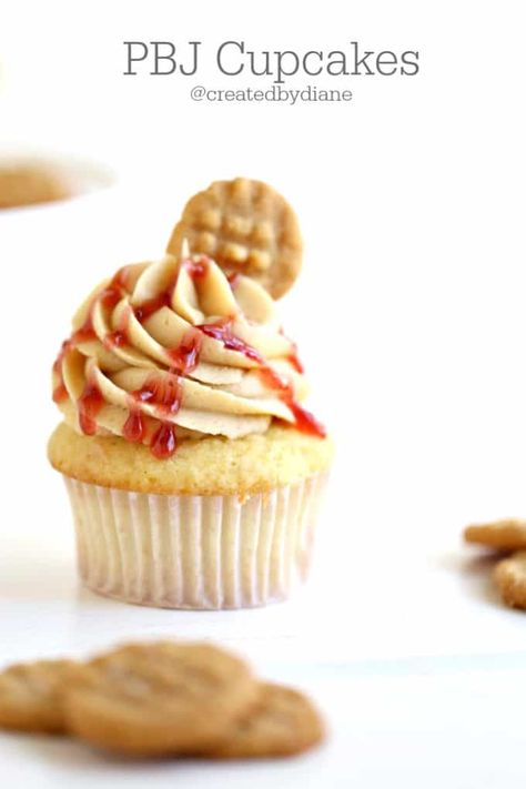 peanut butter and jelly cupcakes are simple, delicious and perfect anytime. PBJ is not just a back to school sandwich, it's dessert! Pbj Cupcakes, Peanut Butter And Jelly Cupcakes, Jelly Cupcakes, Frosting Tips, Peanut Butter Frosting, Peanut Butter And Jelly, Peanut Butter Cookie Recipe, Peanut Butter Jelly, Fun Cupcakes