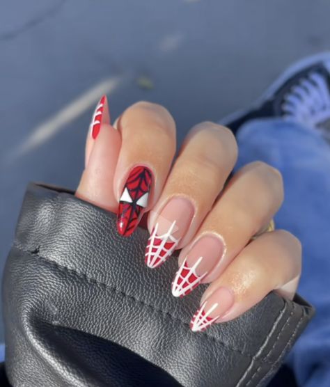 Spidergirl Nails, Spiderman Nail Art, Az Nails, Marvel Nails, Paznokcie Hello Kitty, Lily Calloway, Mask Paper, Tuxedo Mask, Spider Man No Way Home