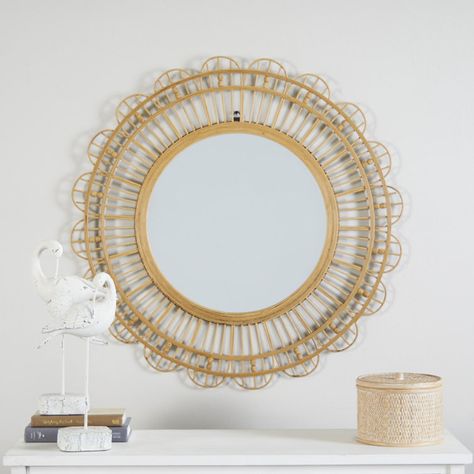 Bathsheba Wood Flat Wall Mirror Mirror Display, Brown Rooms, Entryway Mirror, Nails And Screws, Bamboo Wall, Hanging Wall Mirror, Wood Wall Mirror, Bamboo Frame, Brown Walls