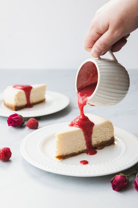 The Best Vanilla Cheesecake Recipe — Style Sweet Strawberry Rhubarb Recipes, Vanilla Cheesecake Recipes, Graham Cracker Crust Recipe, Raspberry Rhubarb, White Desserts, Cheesecake Recipes Classic, Vanilla Cheesecake, Classic Cheesecake, Food Network Canada