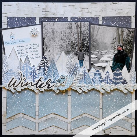 Winter Blog Hop With Creative Life | Karyn Crops Winter Scrapbook Layouts, Winter Scrapbooking, Paper Bag Scrapbook, Christmas Scrapbook Pages, Christmas Scrapbook Layouts, Recipe Scrapbook, Creative Memories Scrapbooking, Christmas Layouts, Scrapbook Layout Sketches