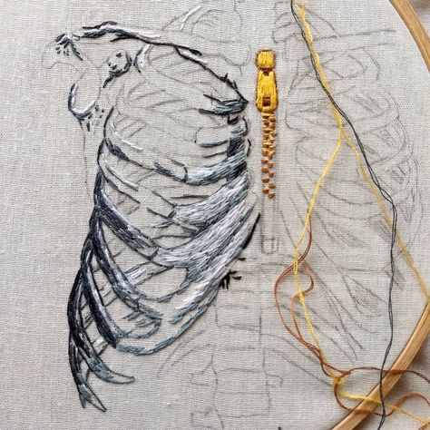 julie campbell on Instagram: “This one is going to take ages, I've started working on it again and got a bit done but ribcages are quite difficult to do I find. I…” Ribcage Embroidery, Textiles Alevel, Julie Campbell, Working On It, Rib Cage, Close Up, Textiles, Embroidery, On Instagram