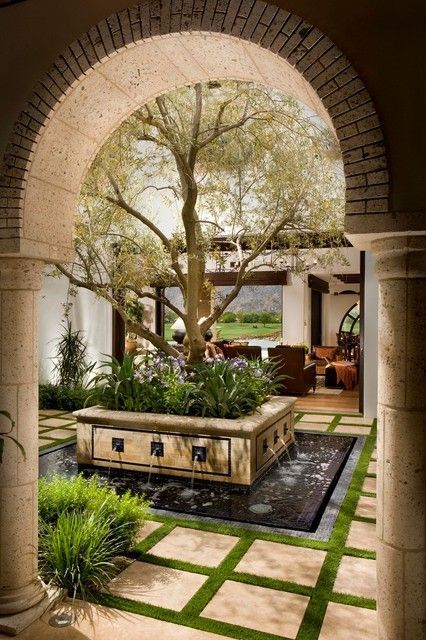 Luxury Mediterranean Homes, Tuscan Interior, Spanish Courtyard, Rustic Mediterranean, Mediterranean Exterior, Mediterranean Interior Design, Mediterranean Interior, Patio Pergola, Mediterranean Style Homes