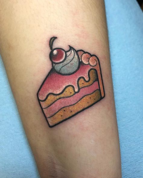 Christie’s first tattoo was a piece of cake 🍰🍰🍰True story! Hurhurhurhur 🥴 #caketattoo #yegtattoo #foodtattoo #bakery Chocolate Cake Tattoo, Piece Of Cake Tattoo, Vintage Cake Tattoo, Slice Of Cake Tattoo, Birthday Cake Tattoo, Cake Tattoo Ideas, Cheesecake Tattoo, Tara Tattoo, Sweets Tattoo