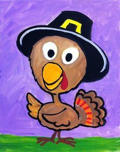 Thanksgiving Turkey - canvas painting Painting Thanksgiving Ideas, Cute Thanksgiving Paintings On Canvas Easy, Thanksgiving Paintings On Canvas, Thanksgiving Canvas Painting For Kids, Thanksgiving Canvas Painting Ideas, Painting Ideas On Canvas Thanksgiving, Turkey Acrylic Painting, Step By Step Painting Thanksgiving, Turkey Canvas Painting