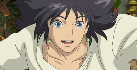 howl's moving castle hayao miyazaki gif | WiffleGif An Anime, Blue Eyes, Black Hair, Castle, Gif, Hair, Anime, Blue, White