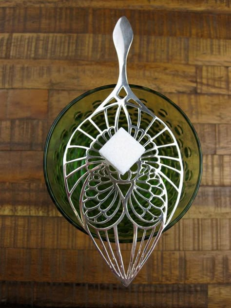 Absinthe spoon | Gentlemen Drinks | Pinterest Absinthe Green Fairy, Green Liquor, Absinthe Spoon, Absinthe Fairy, Green Fairy Absinthe, Absinthe Art, Artemisia Absinthium, Green Drinks, Green Fairy