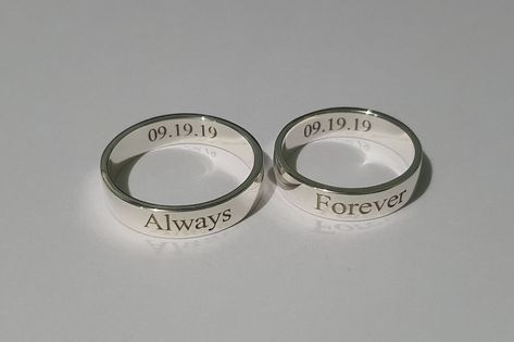 4 mm silver ALWAYS FOREVER RING custom name engraved ring can personalize engraving as promise ring for him her couples minimal style ring Promise Rings For Couples Silver, Promise Rings With Initials, Cute Promise Rings For Couples Unique, Make Promise Ring, Rings For Your Girlfriend, Promise Ring Matching, Promise Rings For Boyfriends, Cute Rings For Couples, Silver Ring For Boyfriend