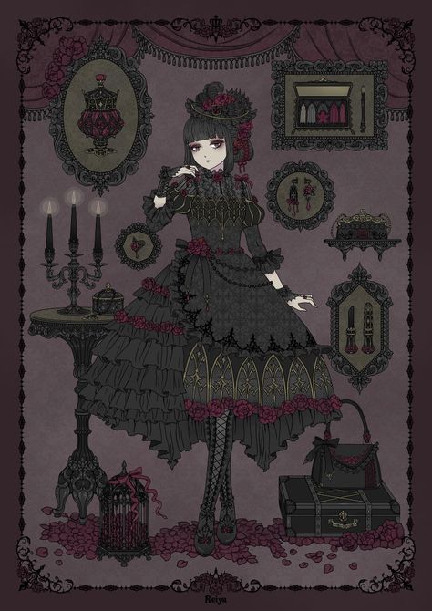 Gothic Oc Art, Doll Oc Art, Dark Victorian Art, Dollhouse Drawing, Gothic Illustration, Swag Art, Goth Art, Dark Art Illustrations, Victorian Art