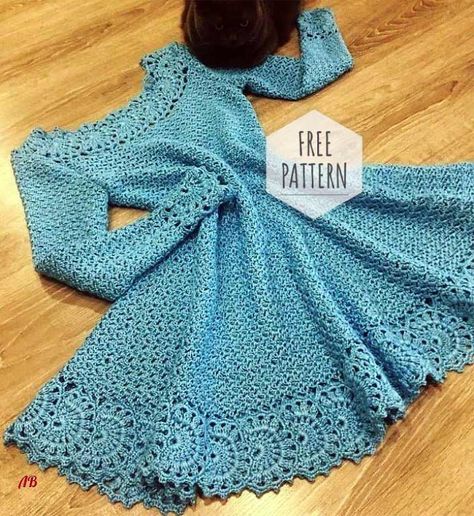 Crochet Dress for Women Free Pattern Long Sleeve Crochet Dress, Crochet Dress Pattern Free, Crocheted Dress, Crochet Mignon, Pull Crochet, Crochet Skirts, Dress Patterns Free, Haken Baby, Crochet Clothes For Women